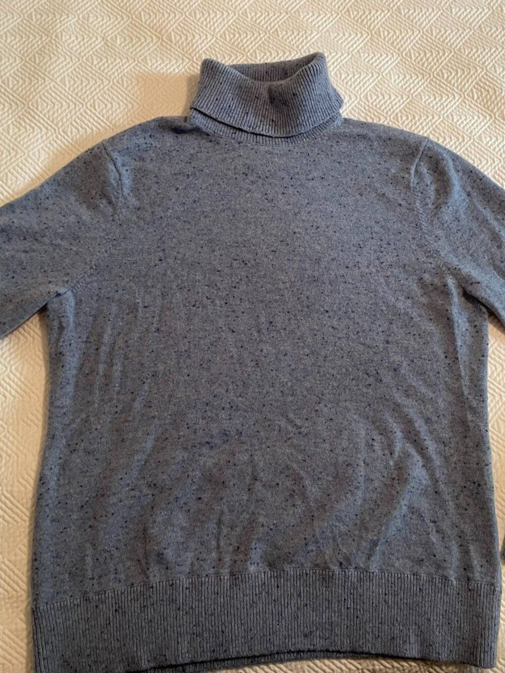 Lands End 100% Cashmere Speckled Turtleneck Sweater Blue Women's Large L 10 12